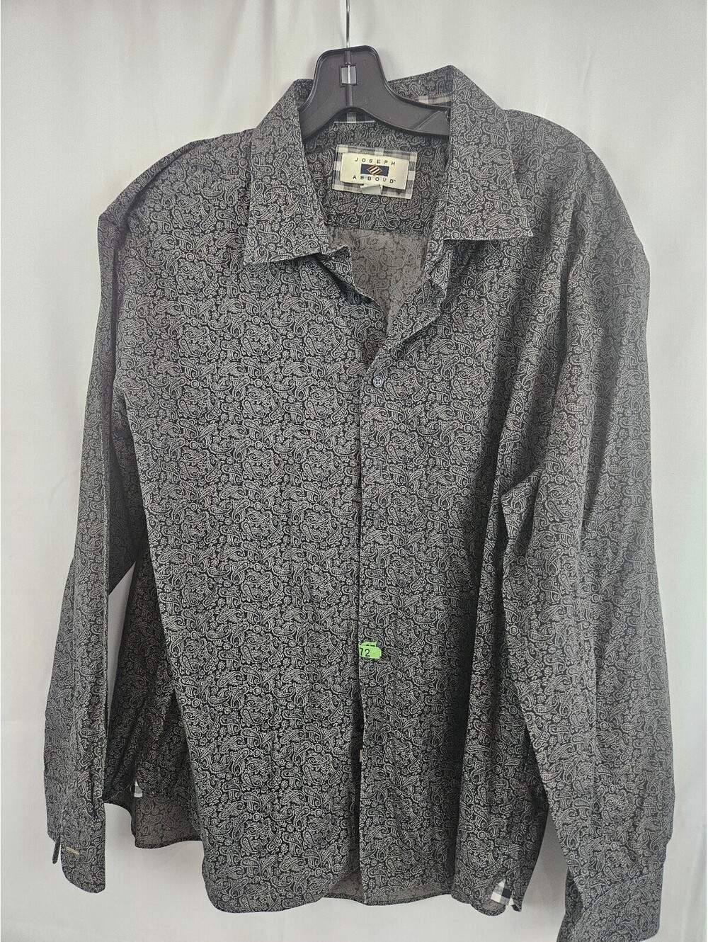 Joseph Abboud Men's XXL Black and Gray Paisley Cotton Button